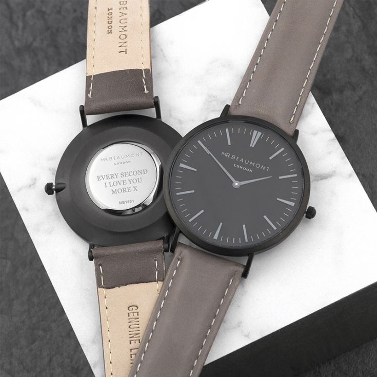 Men's Modern-Vintage Personalised Watch With Black Face in Ash product image