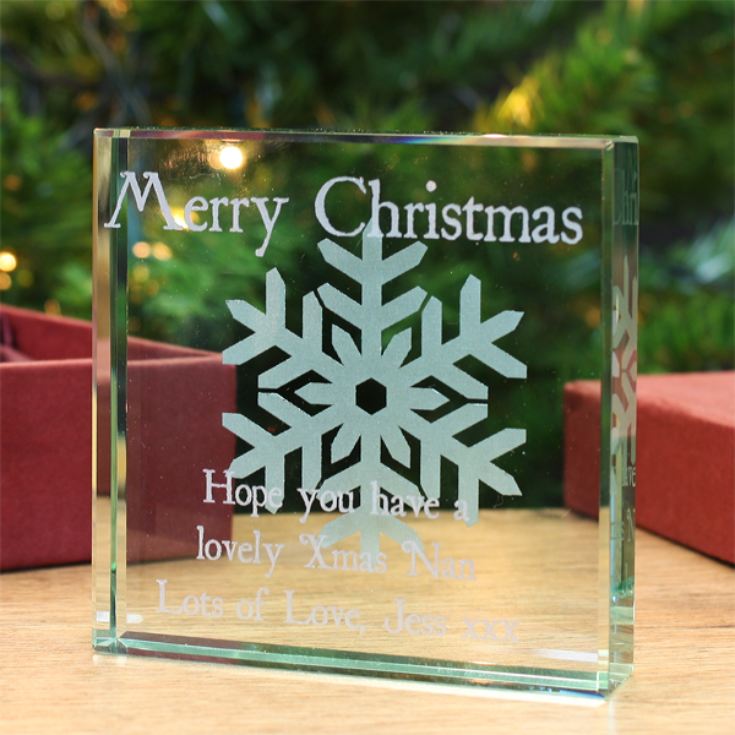 Personalised Merry Christmas Glass Keepsake product image