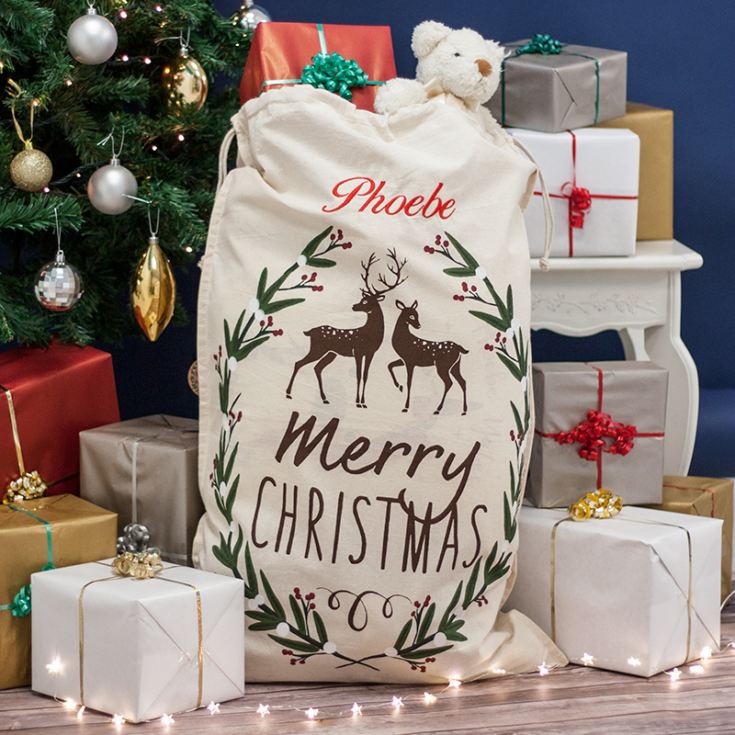 Personalised Merry Christmas Canvas Sack product image