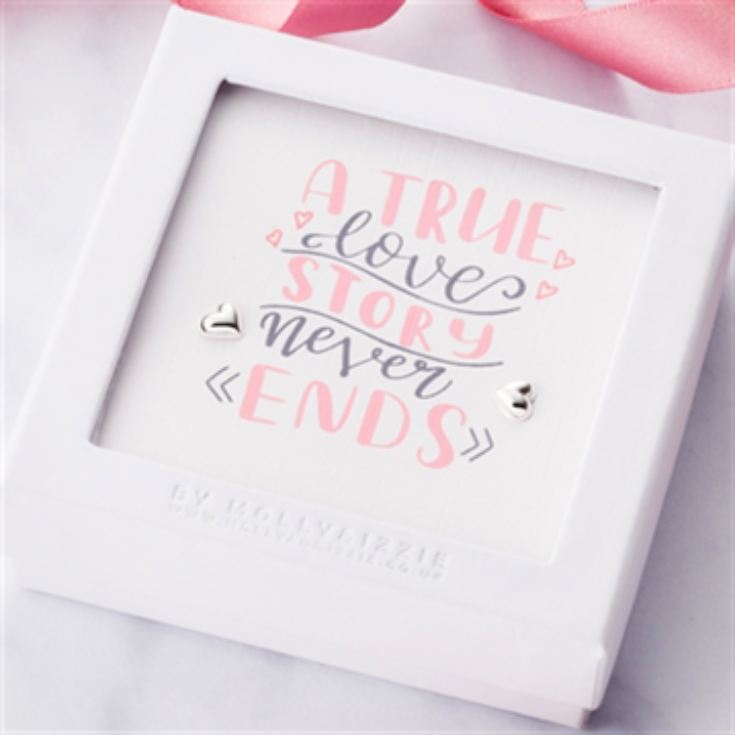 Quote Gift Box Sterling Silver Earrings (A True Love Story Never Ends) product image