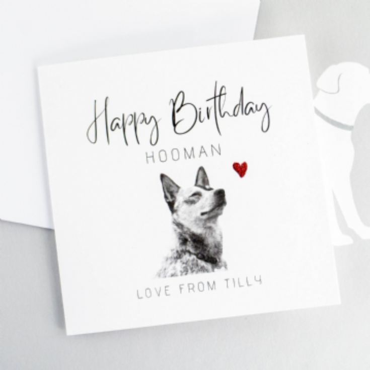 Personalised Hand Glittered Photo Upload Birthday Card from the Dog product image