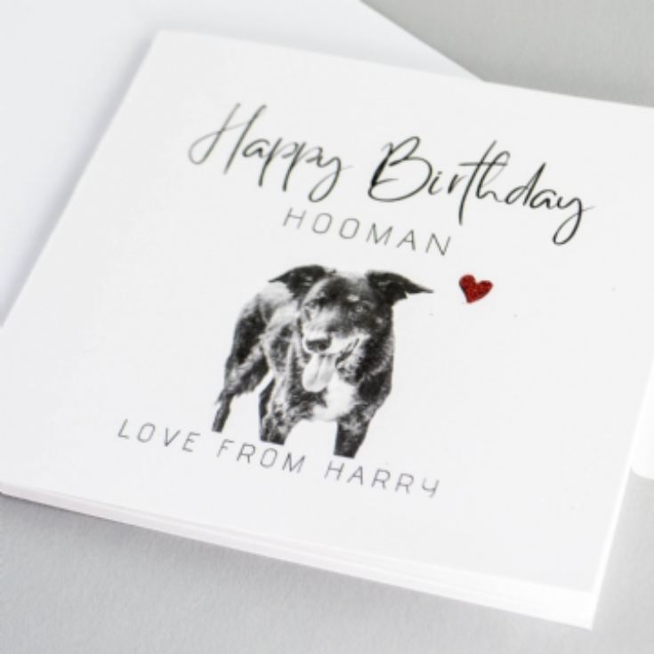 Personalised Hand Glittered Photo Upload Birthday Card from the Dog product image