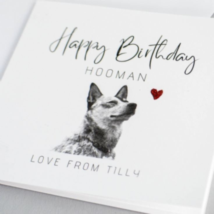 Personalised Hand Glittered Photo Upload Birthday Card from the Dog product image