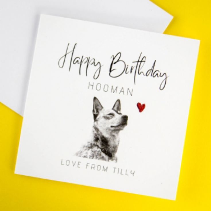 Personalised Hand Glittered Photo Upload Birthday Card from the Dog product image
