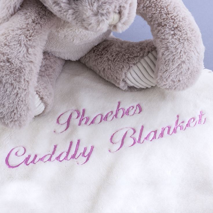 Cream Cuddly Rabbit With Personalised Embroidered Blanket product image