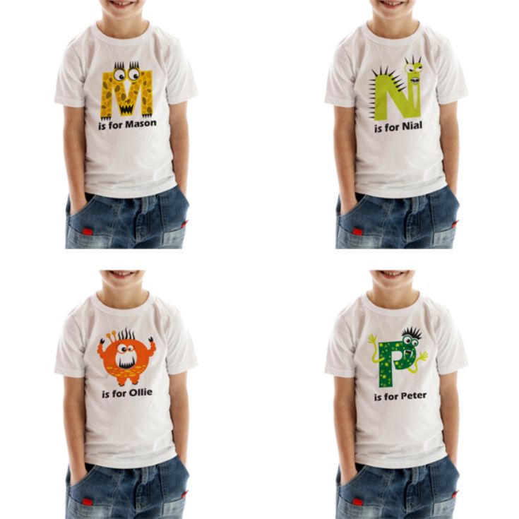 Personalised Children's Alphabet Monster T-Shirt product image