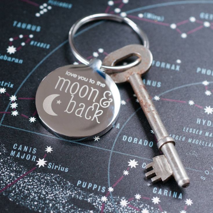 Engraved Moon & Back Keyring