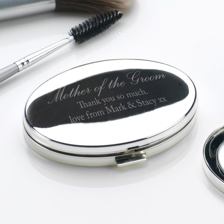 Engraved Mother Of The Groom Oval Compact Mirror product image