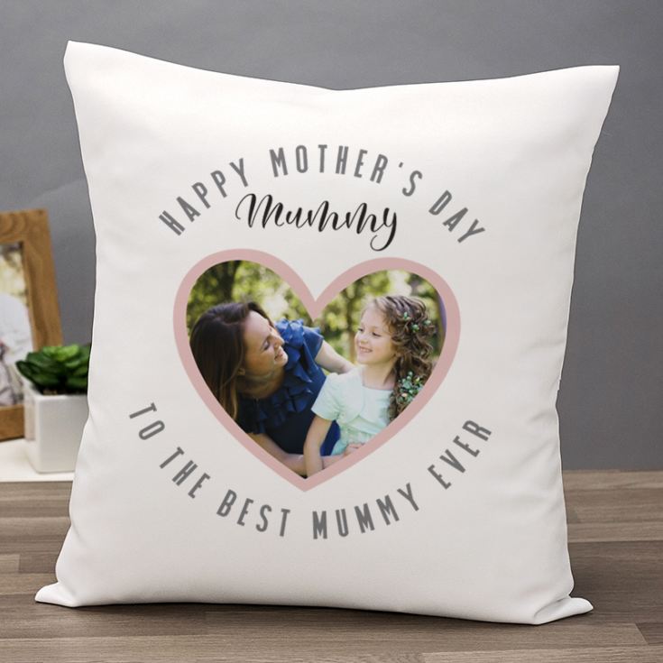 Personalised Best Mum Ever Heart Photo Cushion product image
