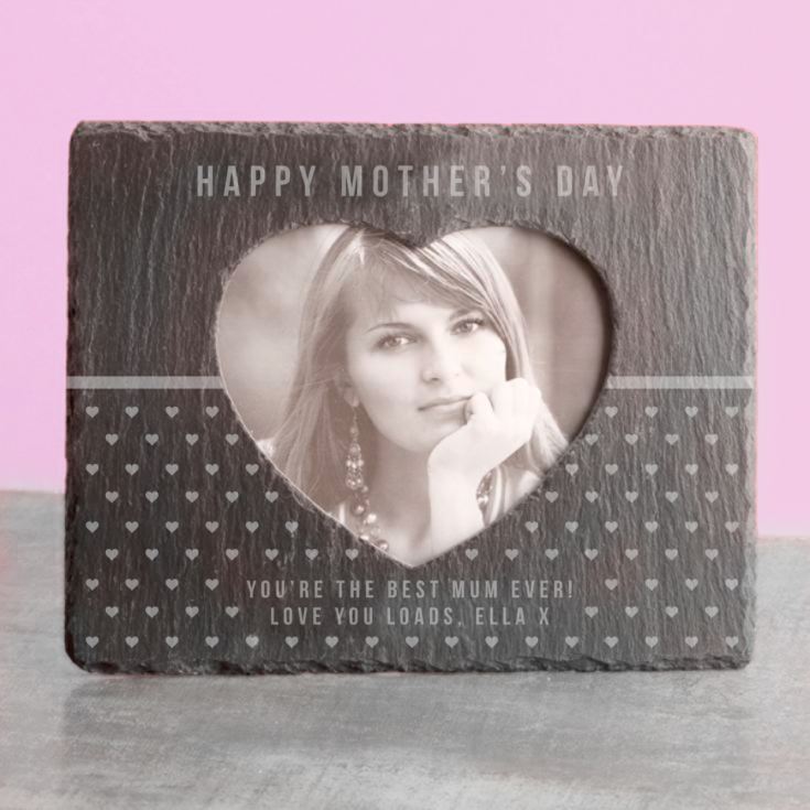 Mother's Day Engraved Heart Slate Photo Frame product image
