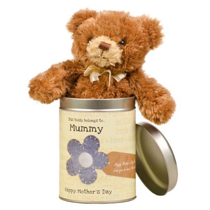 personalised teddy in a tin