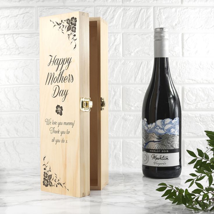 Mother's Day Wine Box With Floral Corners product image