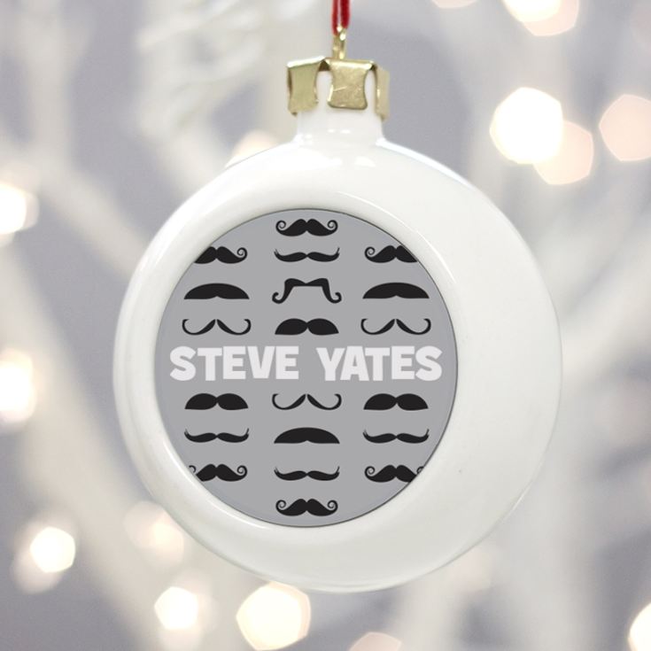 Personalised Moustache Christmas Bauble product image