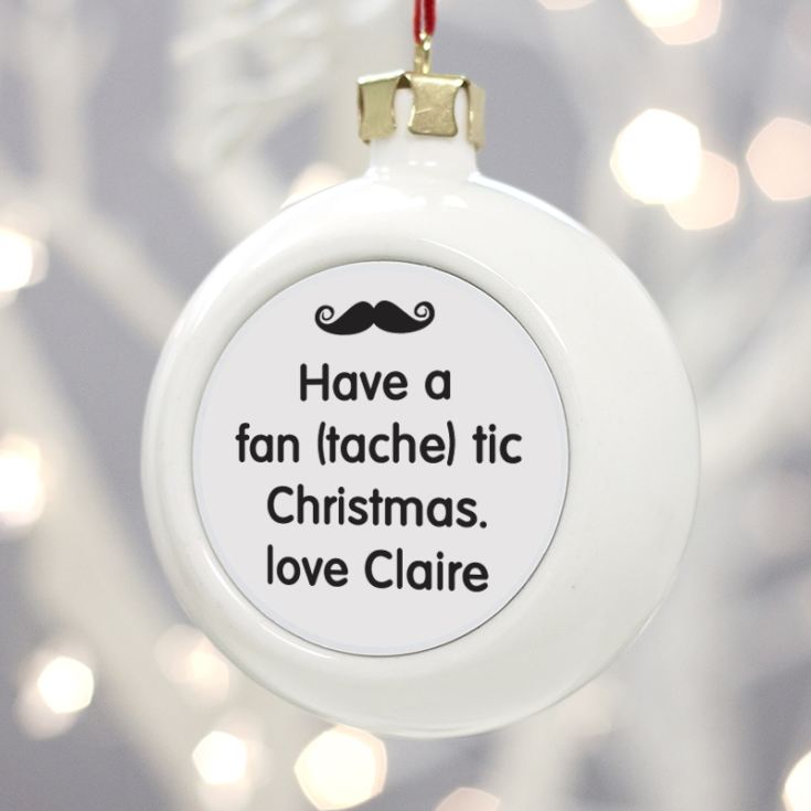 Personalised Moustache Christmas Bauble product image