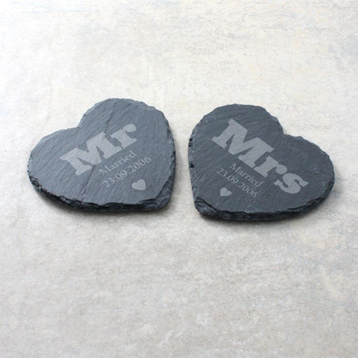 Pair of Mr & Mrs Personalised Slate Coasters product image