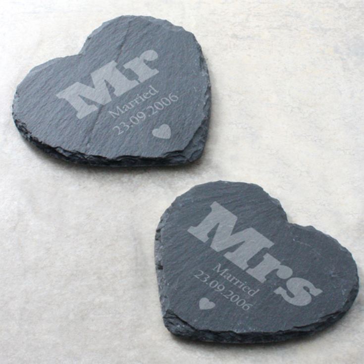 Pair of Mr & Mrs Personalised Slate Coasters product image