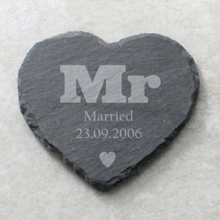 Pair of Mr & Mrs Personalised Slate Coasters product image