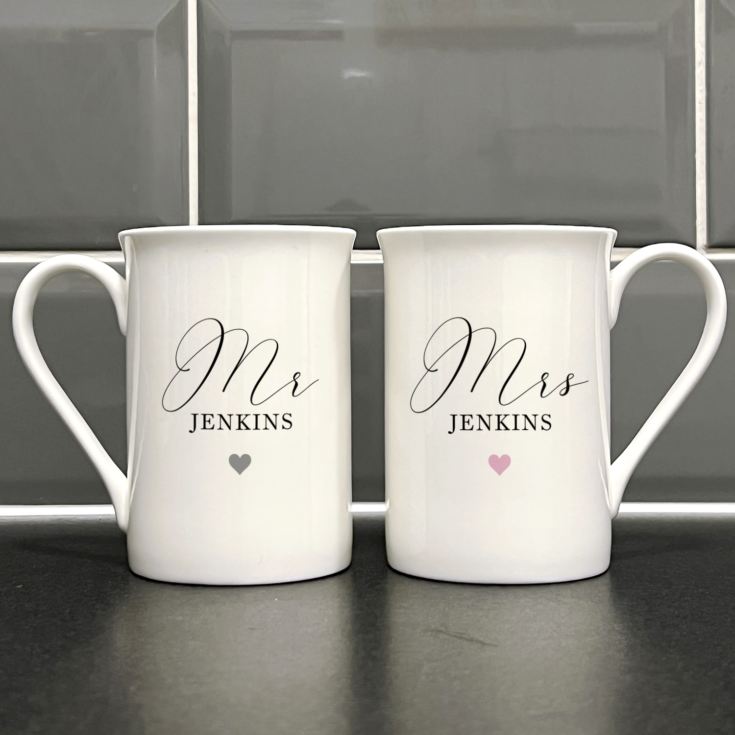 Mr & Mrs Bone China Personalised Pair Of Mugs product image