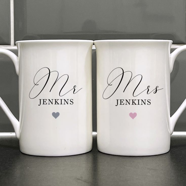Mr & Mrs Bone China Personalised Pair Of Mugs product image