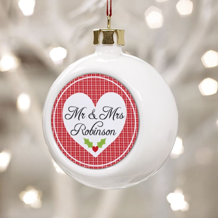 Mr & Mrs Personalised Christmas Bauble product image