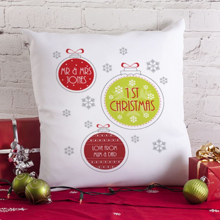 Personalised Mr & Mrs 1st Christmas Cushion product image