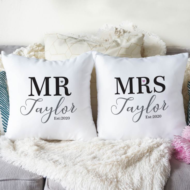 Personalised Pair Of Mr & Mrs Cushions product image