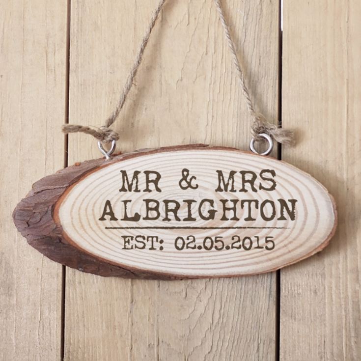 Personalised Mr and Mrs Established Wooden Hanging Plaque product image