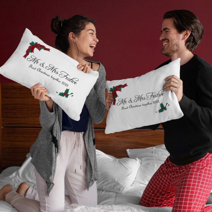 Personalised Christmas Mr & Mrs Pillowcases product image