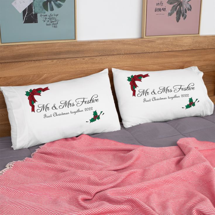 Personalised Christmas Mr & Mrs Pillowcases product image