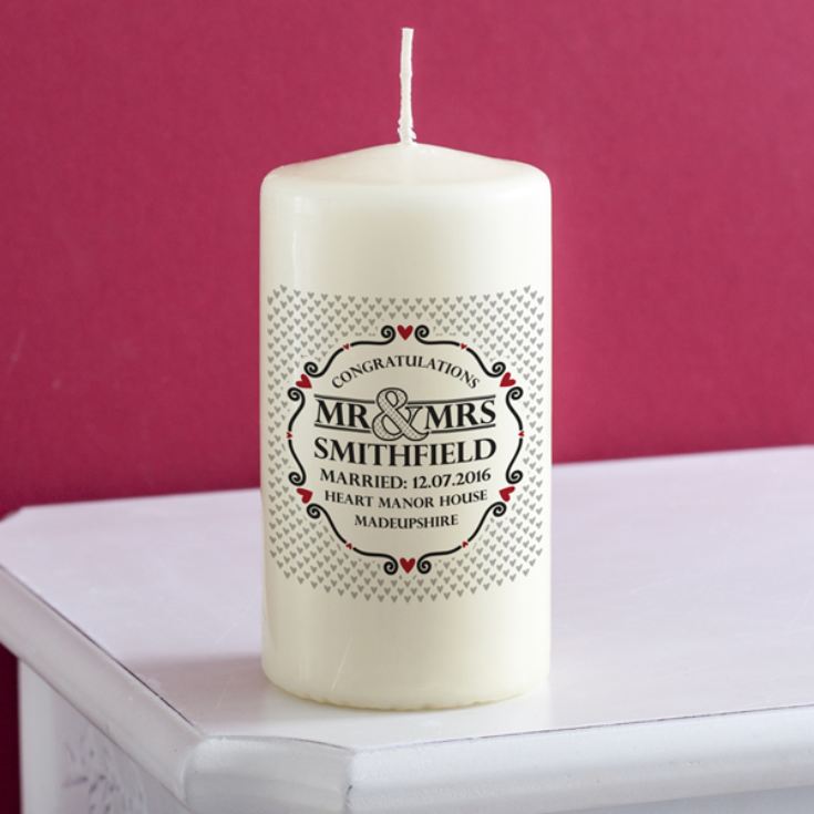 Personalised Mr and Mrs Heart Design Candle product image