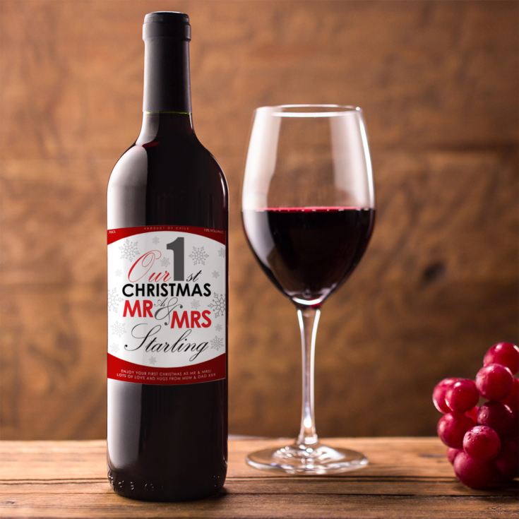 Personalised Mr & Mrs 1st Christmas Together Red Wine product image