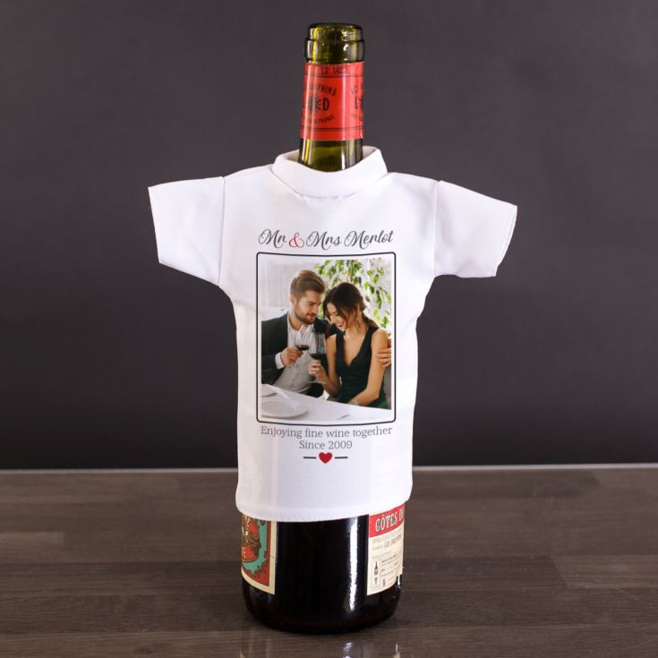 Personalised Mr & Mrs Photo Wine Bottle T-shirt product image
