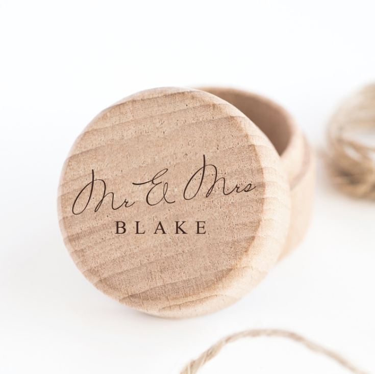 Personalised Mr & Mrs Wooden Ring Box product image