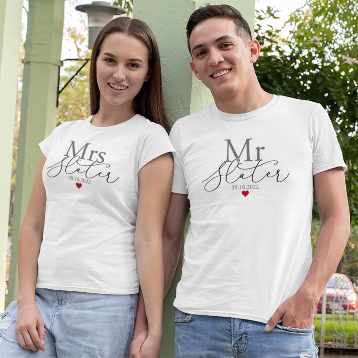 Personalised Mr & Mrs T-Shirt Set product image