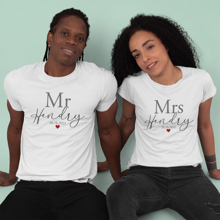 Personalised Mr & Mrs T-Shirt Set product image