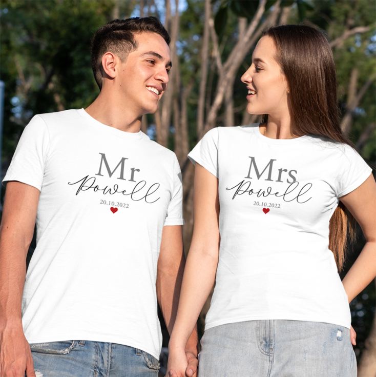 Personalised Mr & Mrs T-Shirt Set product image