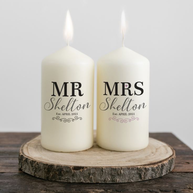 Personalised Mr & Mrs Pair Of Candles product image