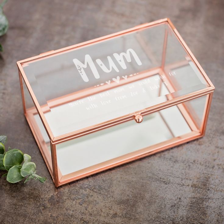 Personalised Mum Rose Gold Glass Jewellery Box product image