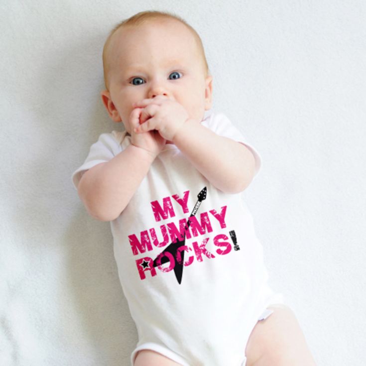 Personalised My Mummy Rocks Baby Grow product image