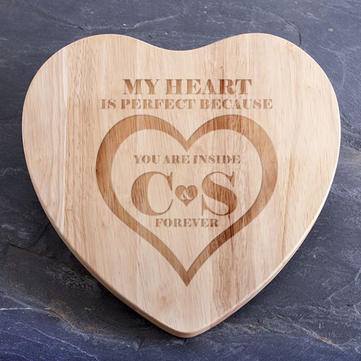 Personalised My Heart Is Perfect Heart Shaped Chopping Board product image