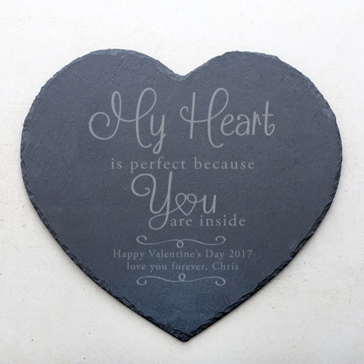 Personalised My Heart Is Perfect Slate Heart Placemat product image