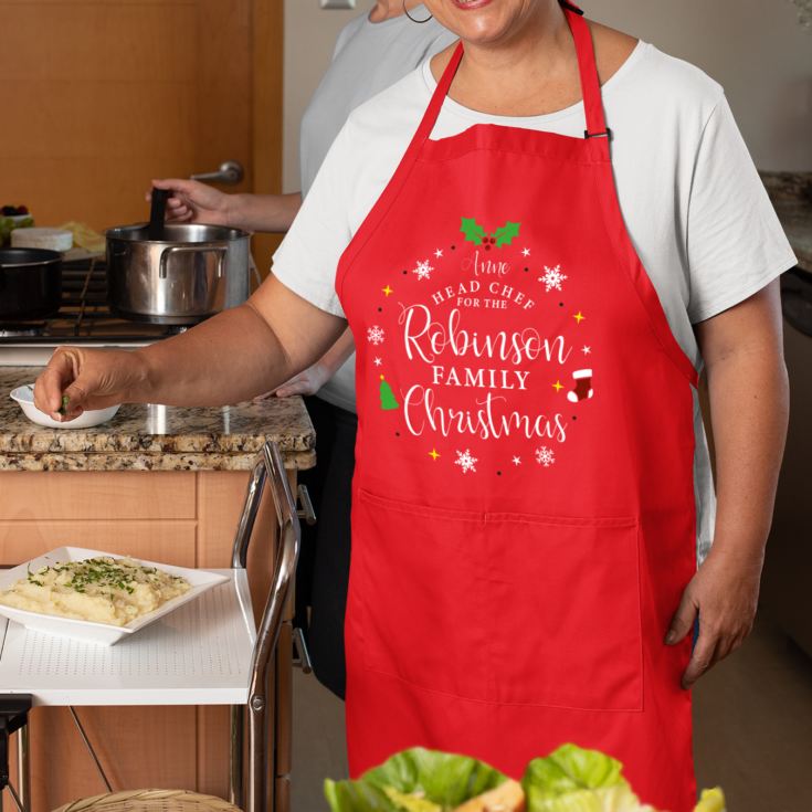 Personalised Family Christmas Red Apron product image
