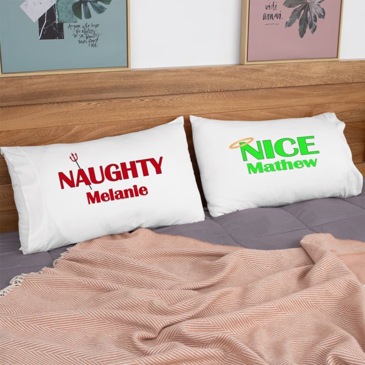 Valentines Day Personalised Naughty & Nice Pillowcases product image