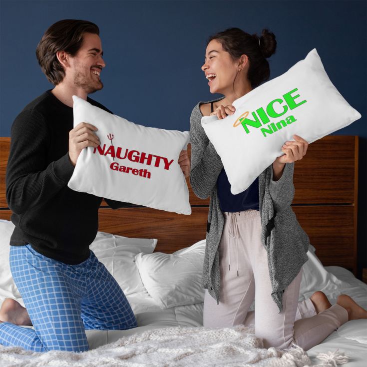 Personalised Reversible Naughty & Nice Pillowcases product image