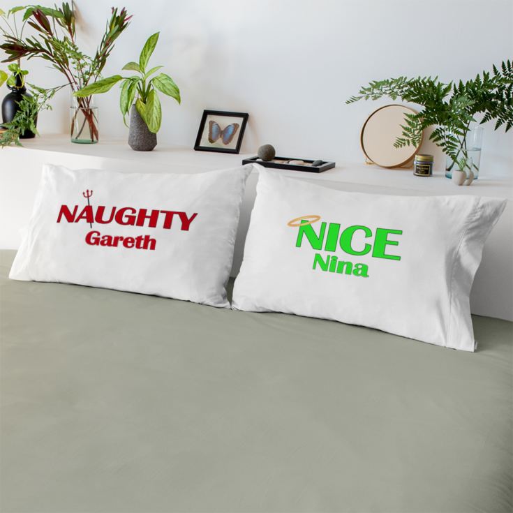 Personalised Reversible Naughty & Nice Pillowcases product image