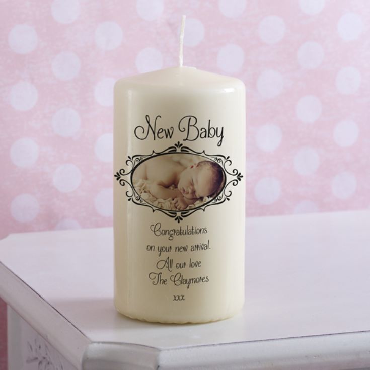 Personalised New Baby Photo Candle product image