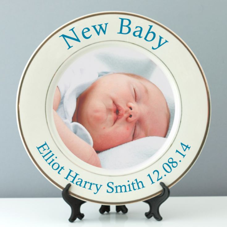 Personalised New Baby Photo Plate - Pink or Blue product image