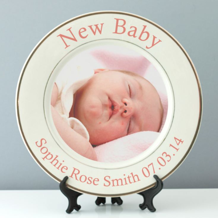 Personalised New Baby Photo Plate - Pink or Blue product image