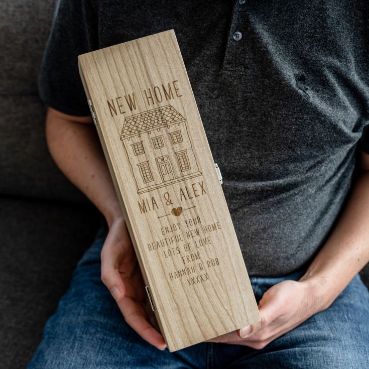 Personalised New Home Luxury Wooden Wine Box product image