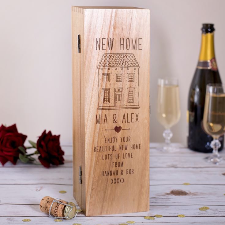 Personalised New Home Luxury Wooden Wine Box product image